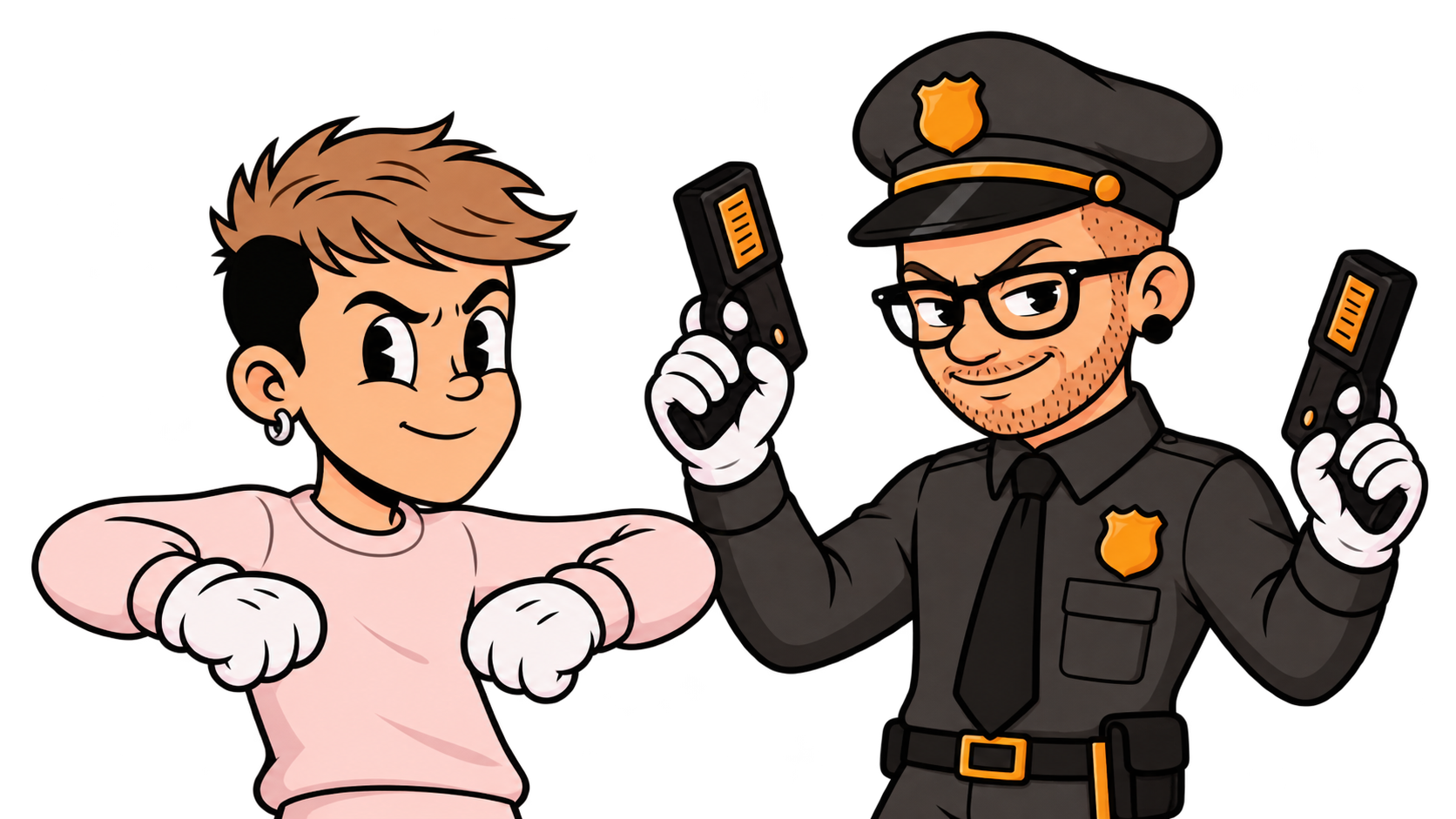 Ren and Webby cartoon duo